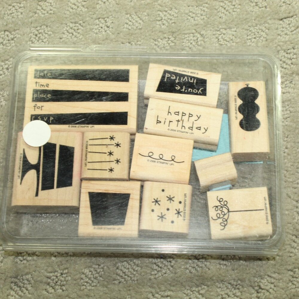 Set of 11 Stampin' Up Eat Cake Mounted Stamps - Preowned
